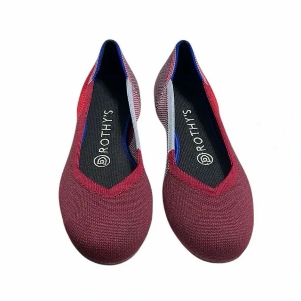 Rothy's Burgundy and Blue Loafers